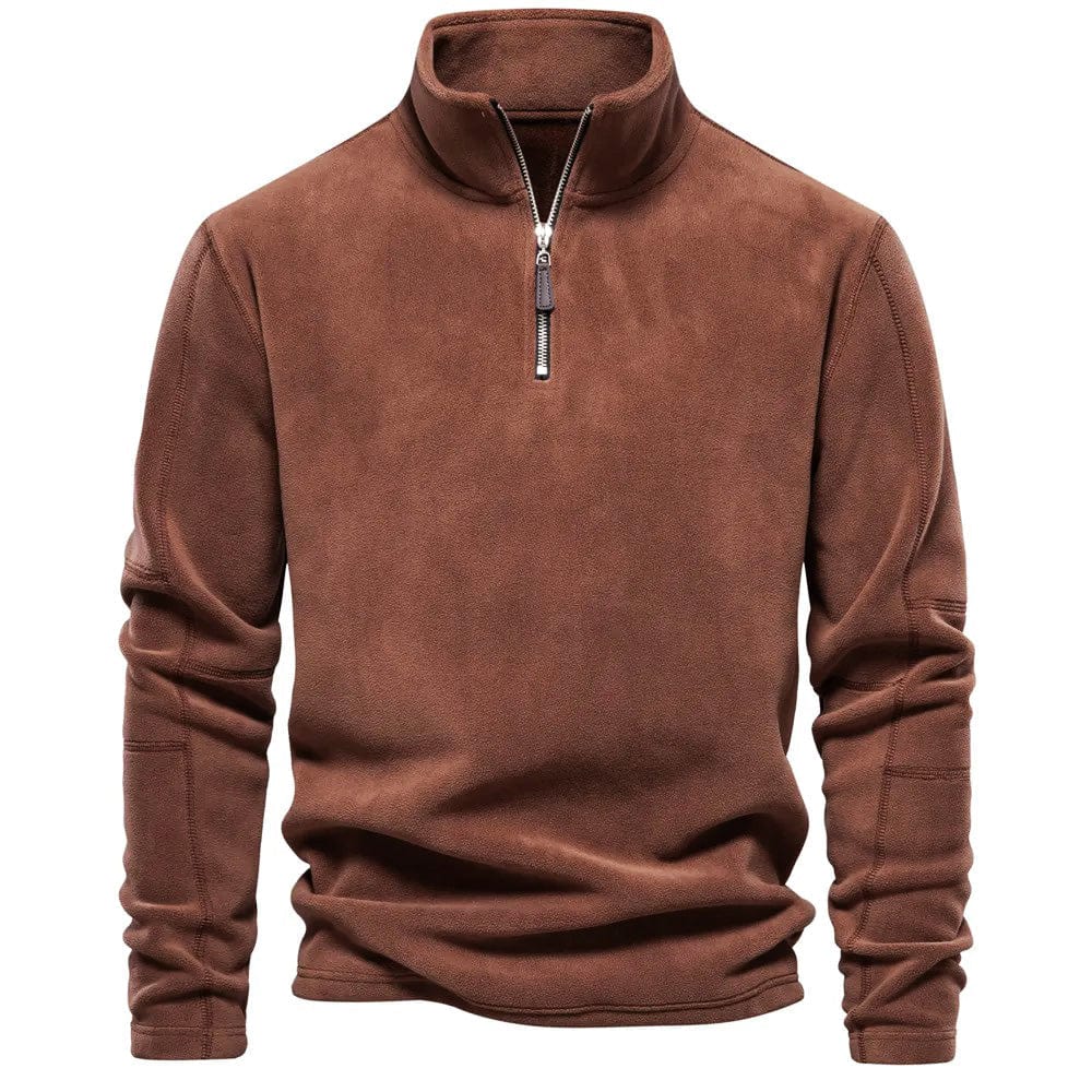 Herren Klassisches Sweatshirt Viertelreißverschluss Braun - Norvielle