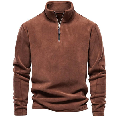Herren Klassisches Sweatshirt Viertelreißverschluss Braun - Norvielle