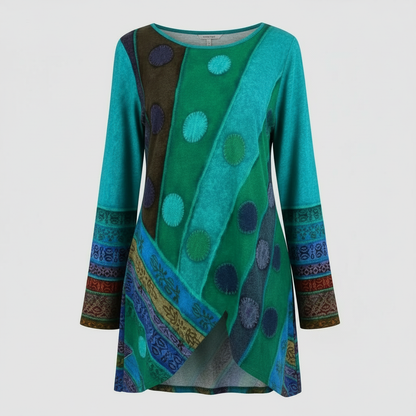 Bunte Damen Tunika aus Baumwolle Vintage Stil