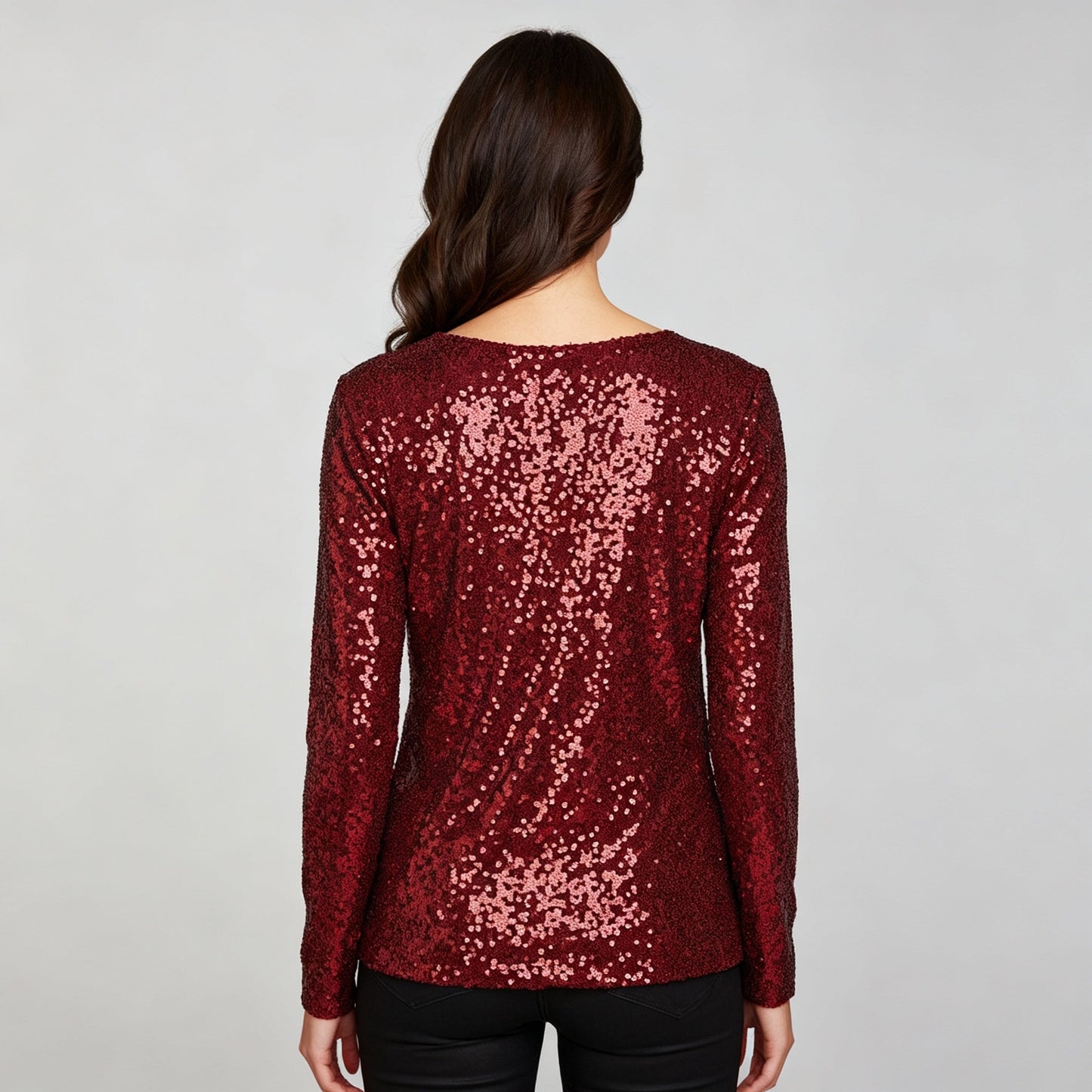 Glänzender Damen V-Ausschnitt Pullover