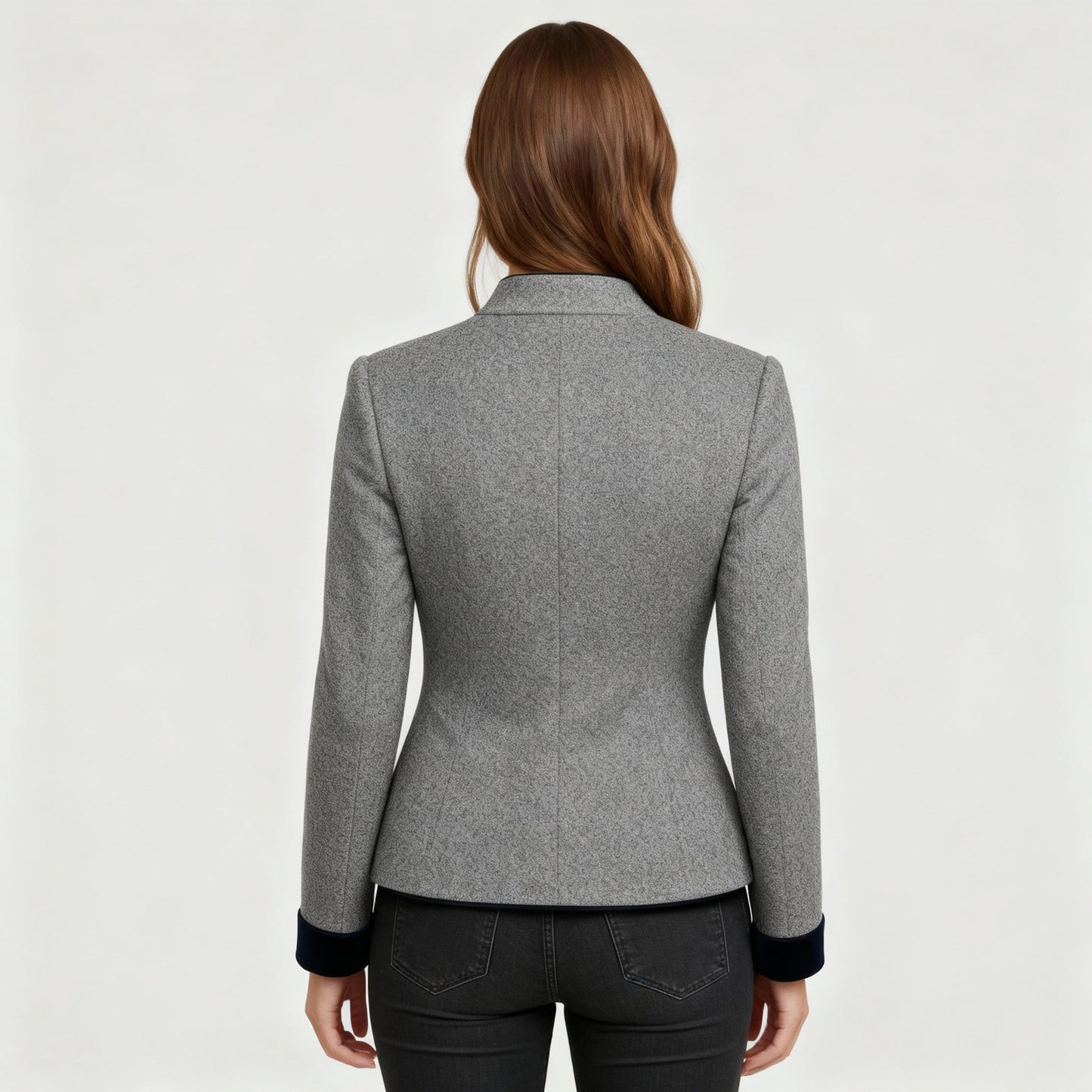 Damen Wolljacke Klassisch Strukturiert Komfort Beige
