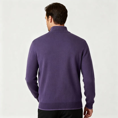 Herren Pullover V-Ausschnitt Reißverschlussdetail