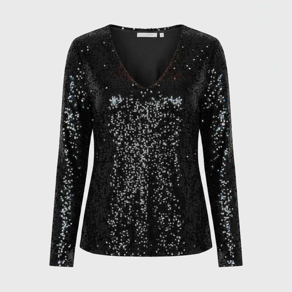 Damen V-Ausschnitt Glitzernd Party Eleganz