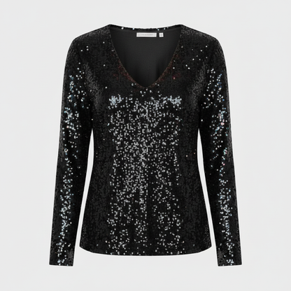Damen V-Ausschnitt Glitzernd Party Eleganz