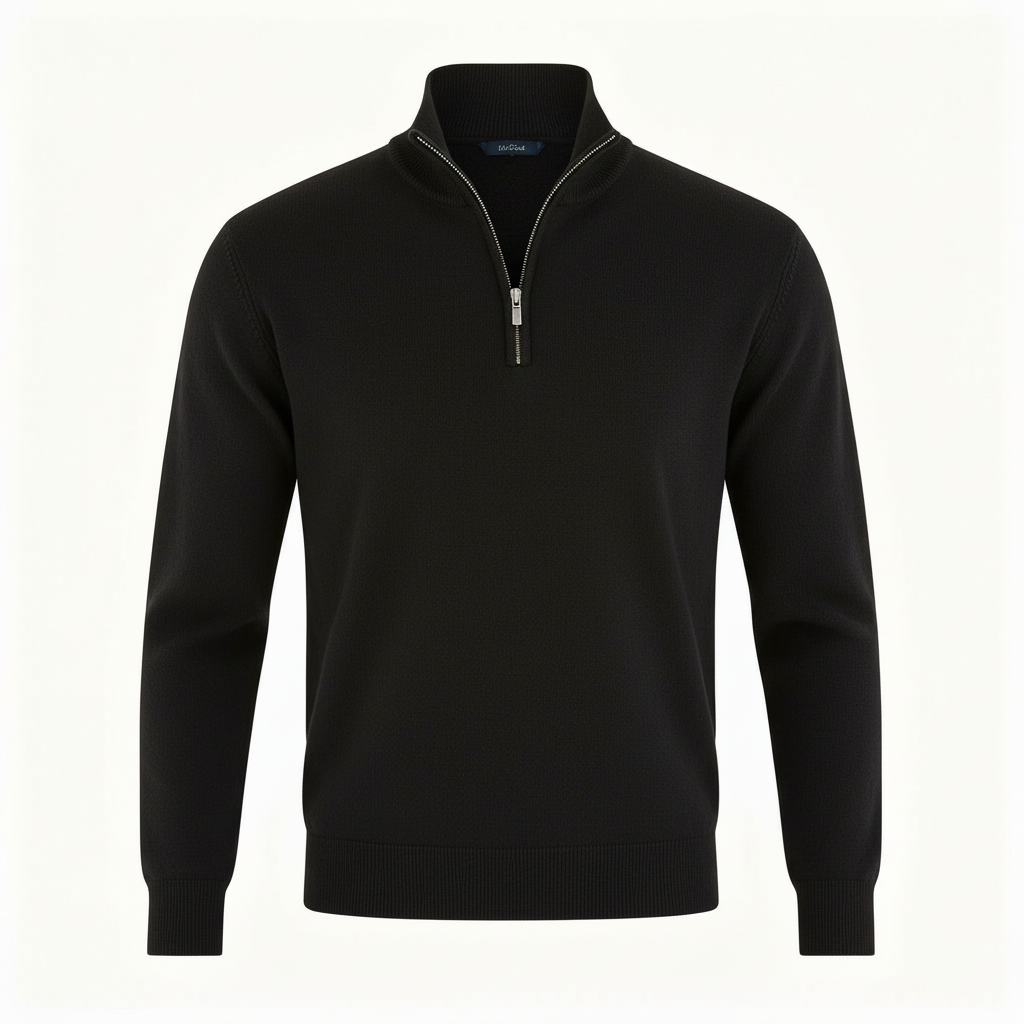 Herren Pullover V-Ausschnitt Reißverschlussdetail