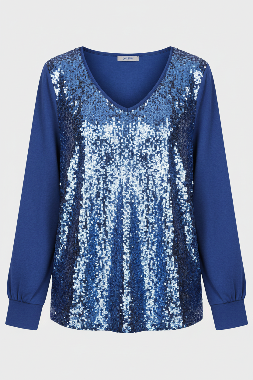 Damen Bluse Glitzer Effekt Schlicht