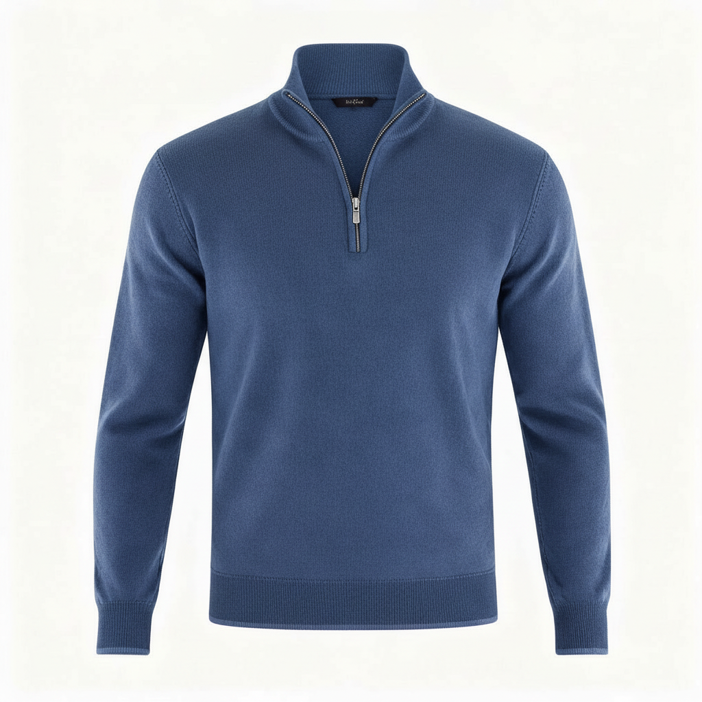 Herren Pullover V-Ausschnitt Reißverschlussdetail