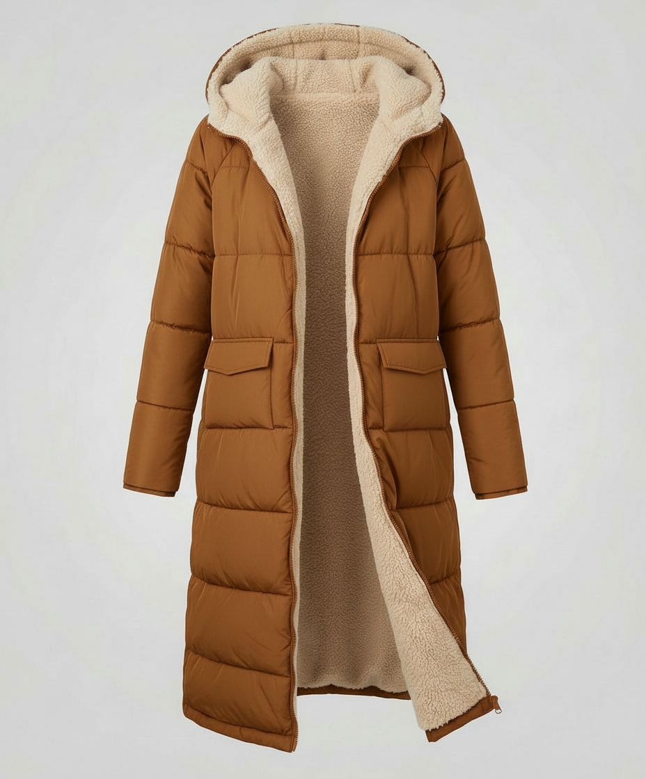 Damen Pufferjacke Lang Wendbar