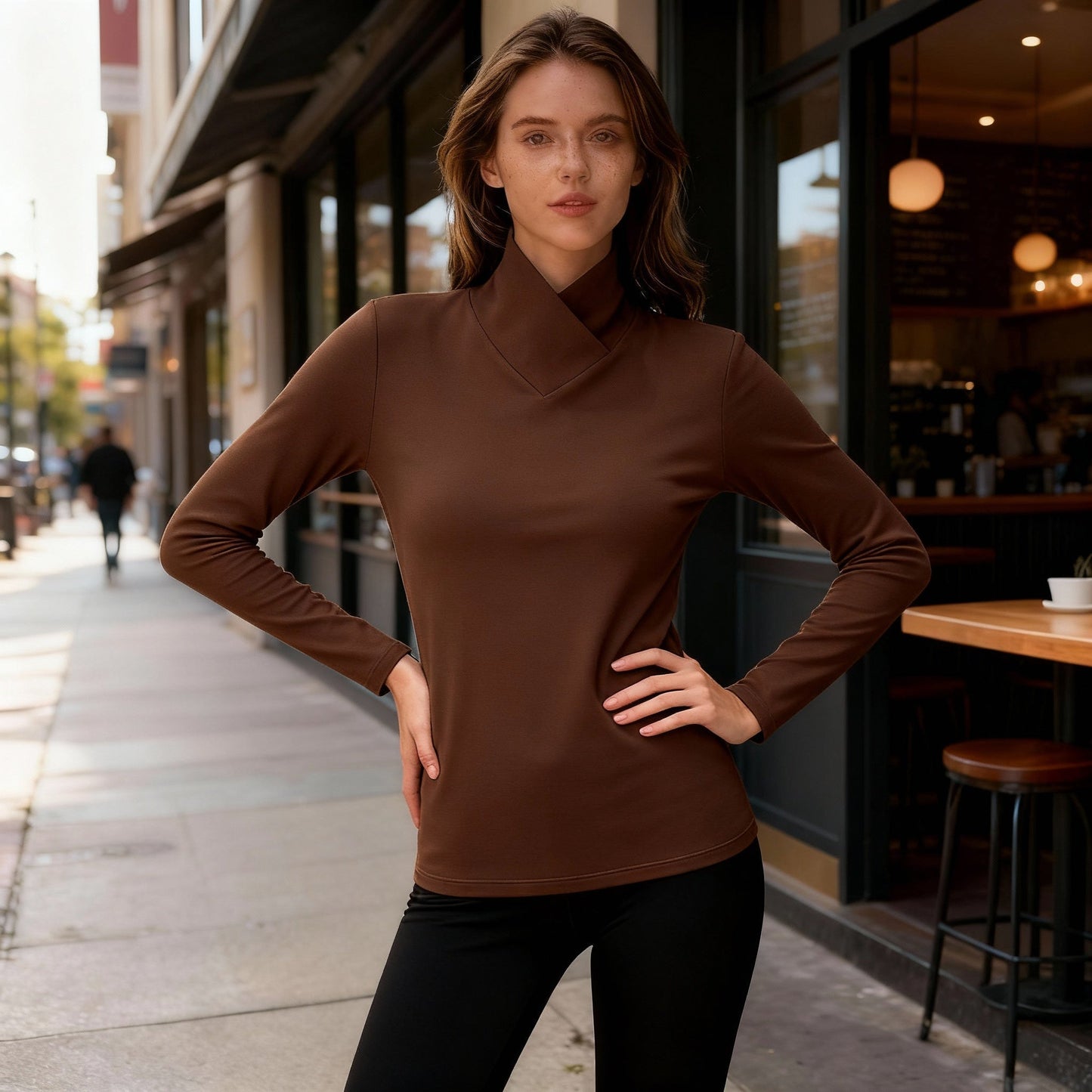 Norvielle Damen Rollkragenpullover Elegantes Design Hocher Kragen