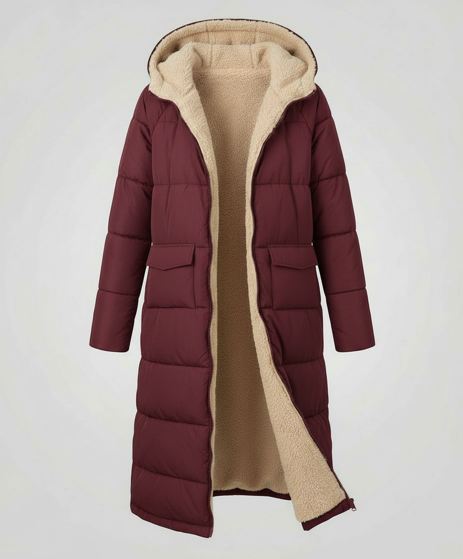 Damen Pufferjacke Lang Wendbar