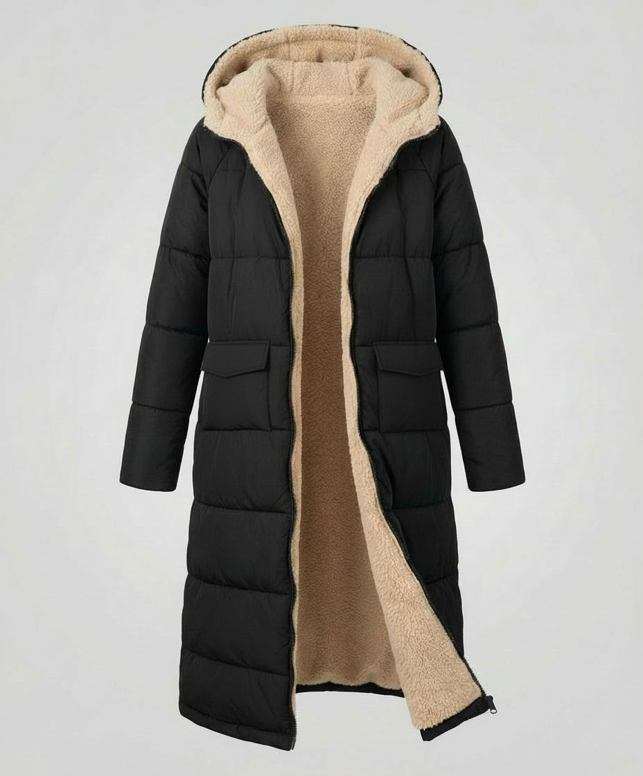Damen Pufferjacke Lang Wendbar
