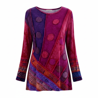 Bunte Damen Tunika aus Baumwolle Vintage Stil
