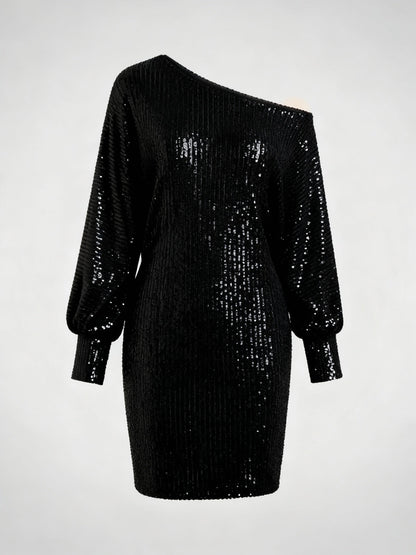 Damen Paillettenkleid Kontrastfarben Glitzer