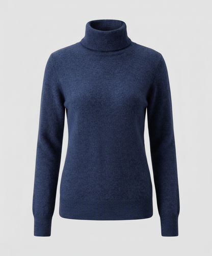 Weiche Damen-Cashmere-Pullover Rollkragen Beige