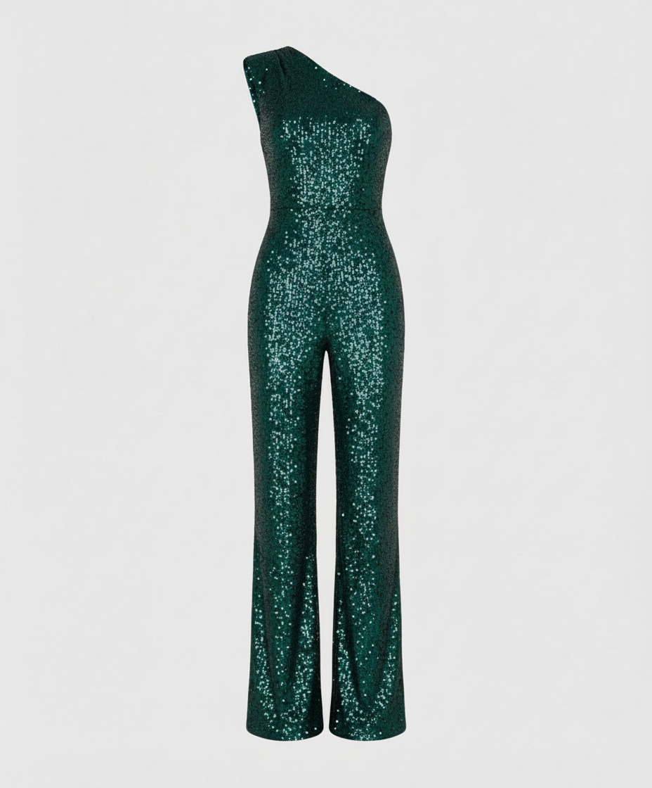 Damen Pailletten Jumpsuit Glitzer Effekt
