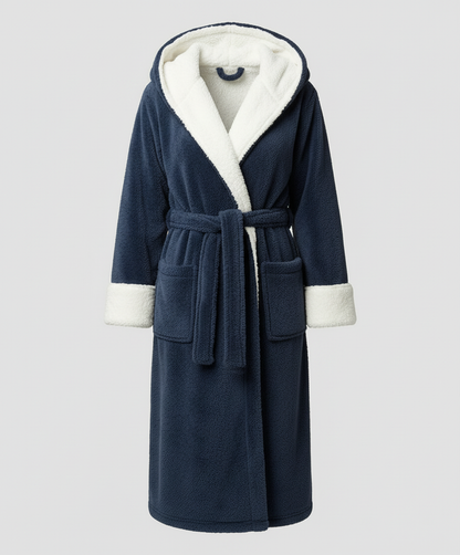 Damen Fleece Morgenmantel Weich Kuschelig Grau