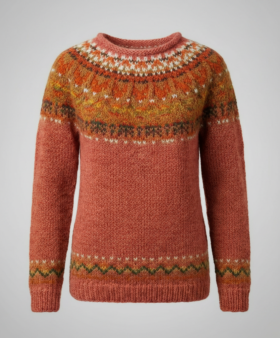 Damen Winterpullover Kuschelfleece Weich Beige