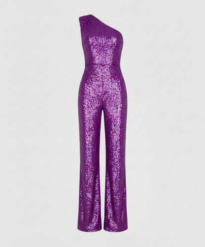Damen Pailletten Jumpsuit Glitzer Effekt