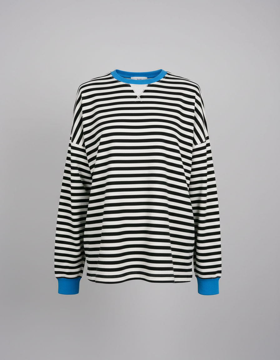 Damen Oversized Pullover Streifen Merino