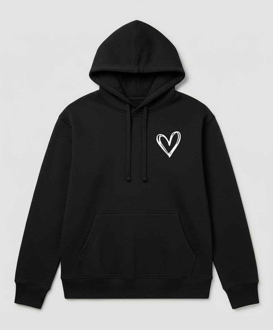Damen Kapuzenpullover Herzdruck