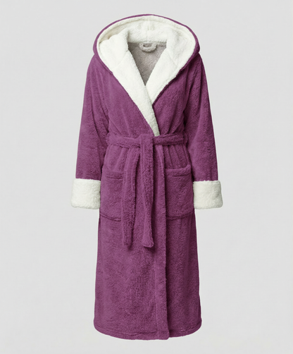Damen Fleece Morgenmantel Weich Kuschelig Grau