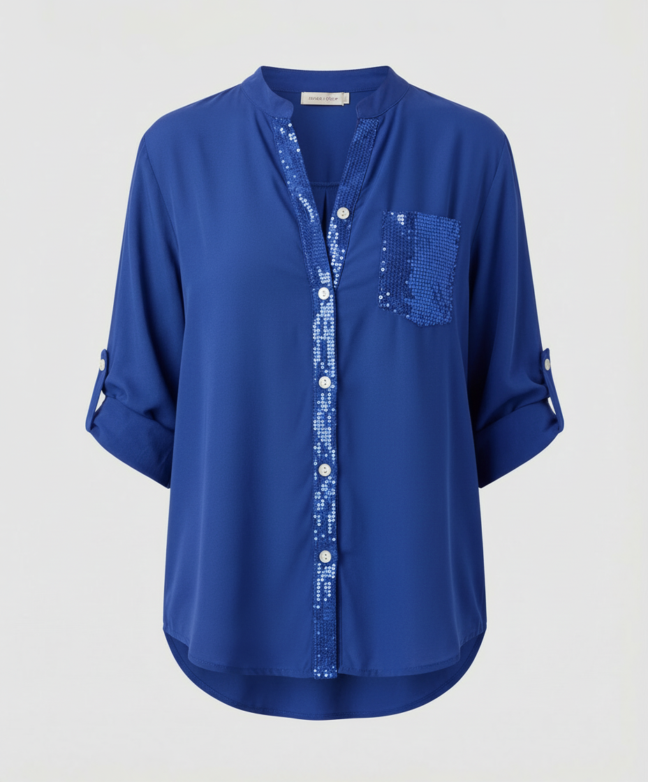 Damen Glitzerbluse Pailletten Norvielle