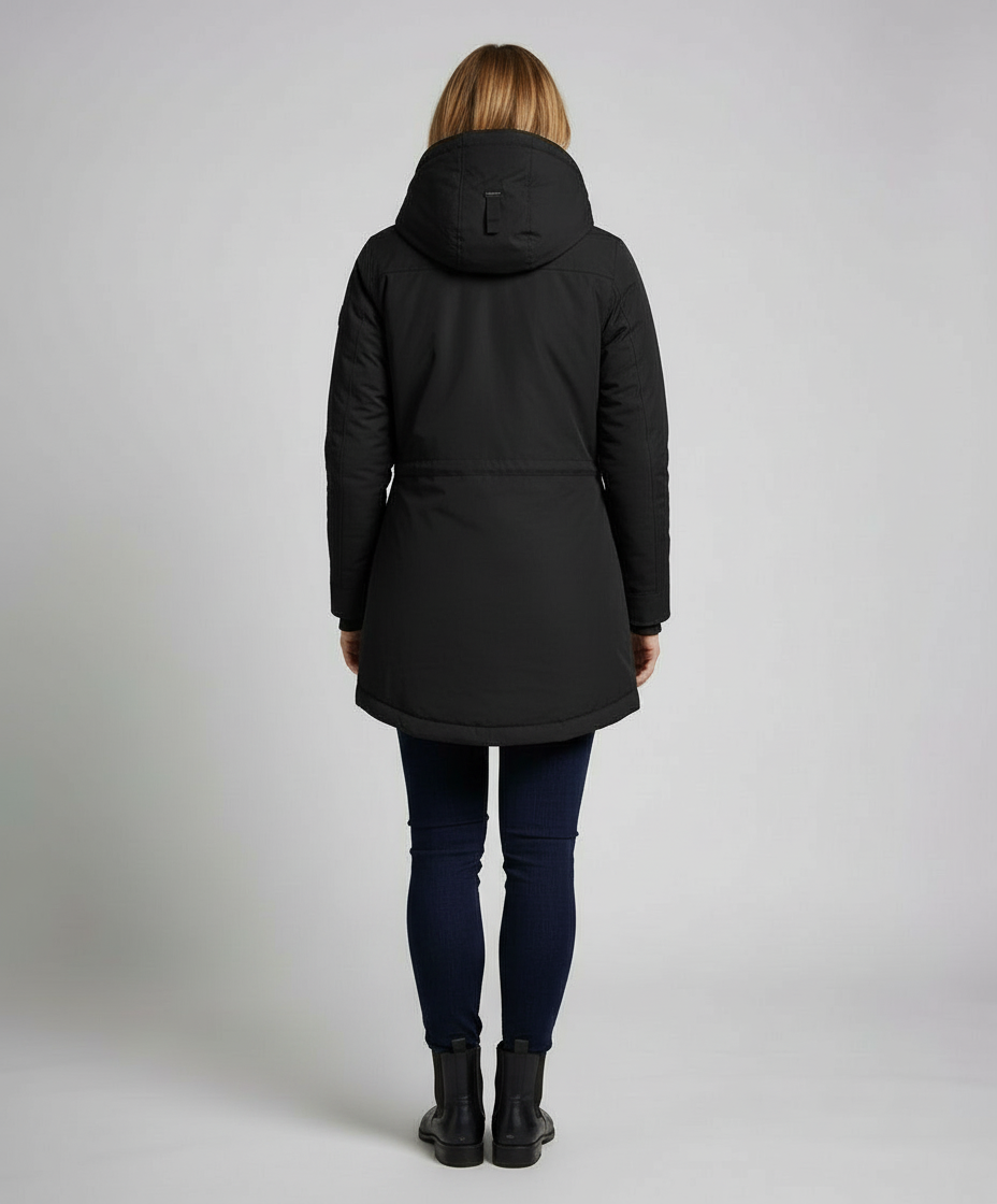 Damen Lange Gefütterte Winterjacke