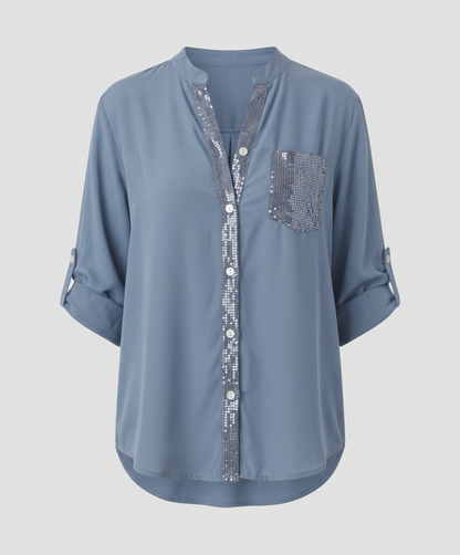 Damen Glitzerbluse Pailletten Norvielle