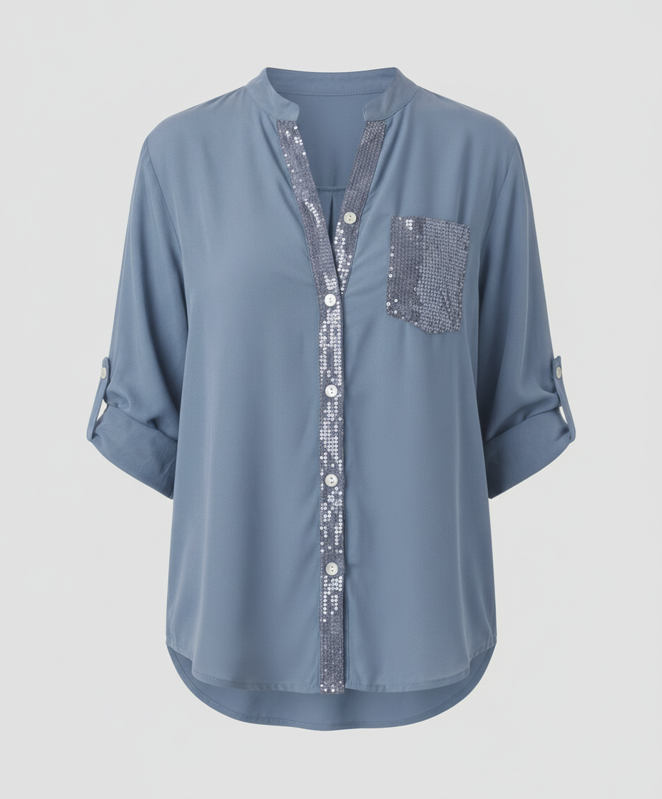 Damen Glitzerbluse Pailletten