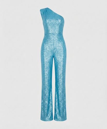 Damen Pailletten Jumpsuit Glitzer Effekt