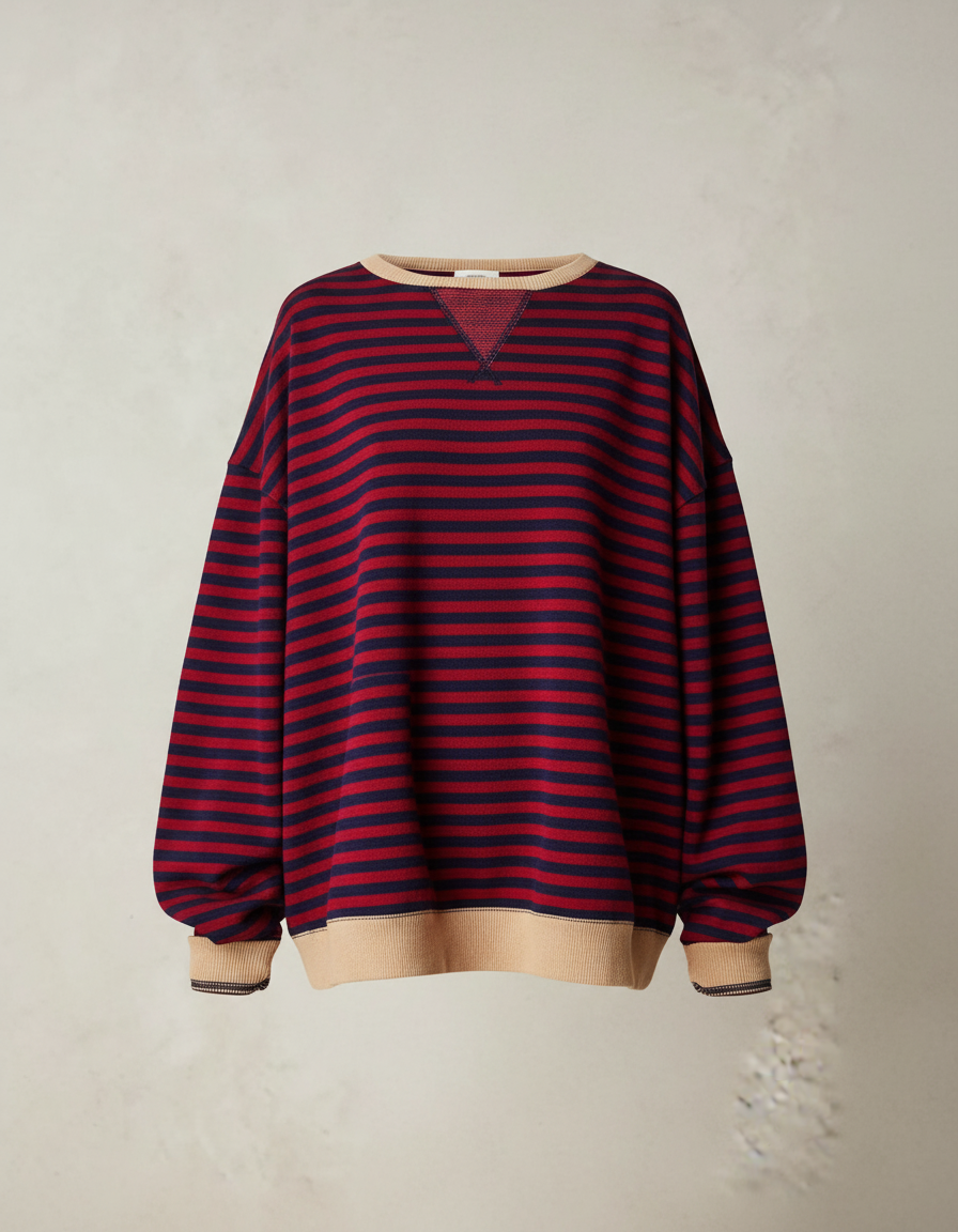 Damen Oversized Pullover Streifen Norvielle