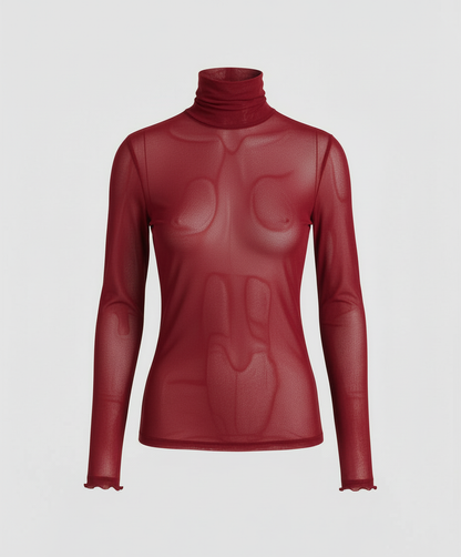 Damen Transparente Turtleneck Bluse