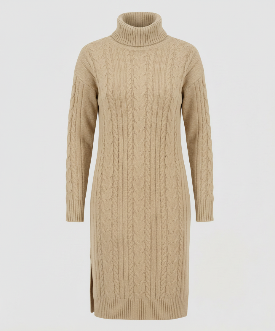 Damen Strickkleid Warm Elegantes Winterkleid