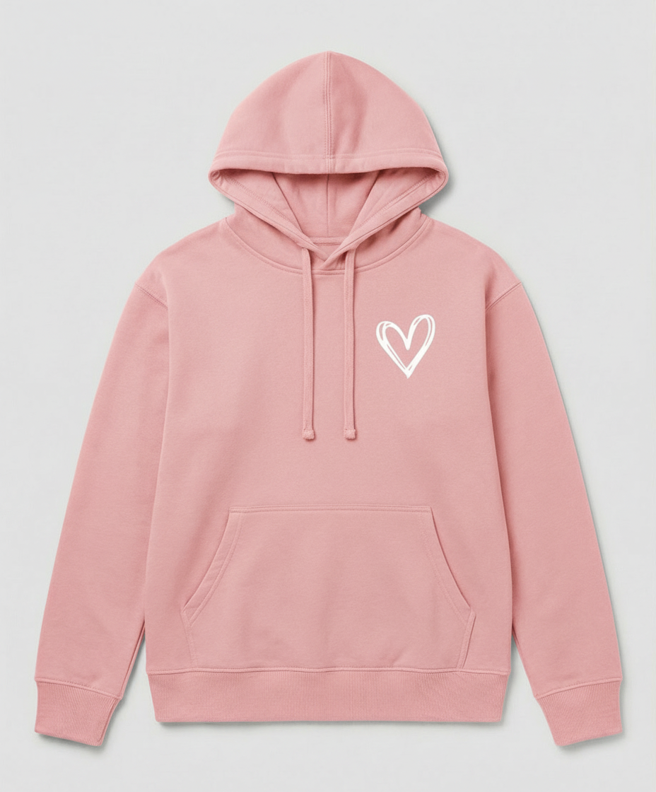 Damen Kapuzenpullover Herzdruck