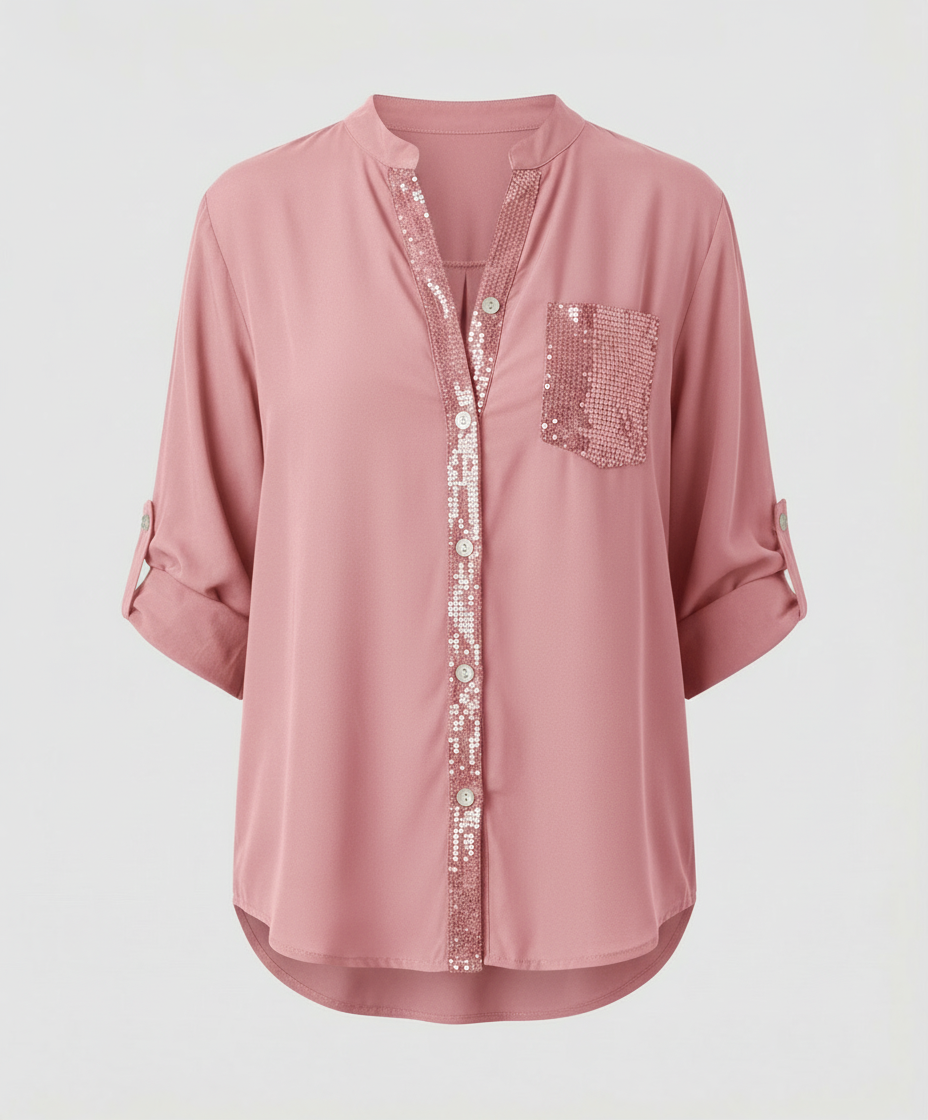 Damen Glitzerbluse Pailletten Norvielle