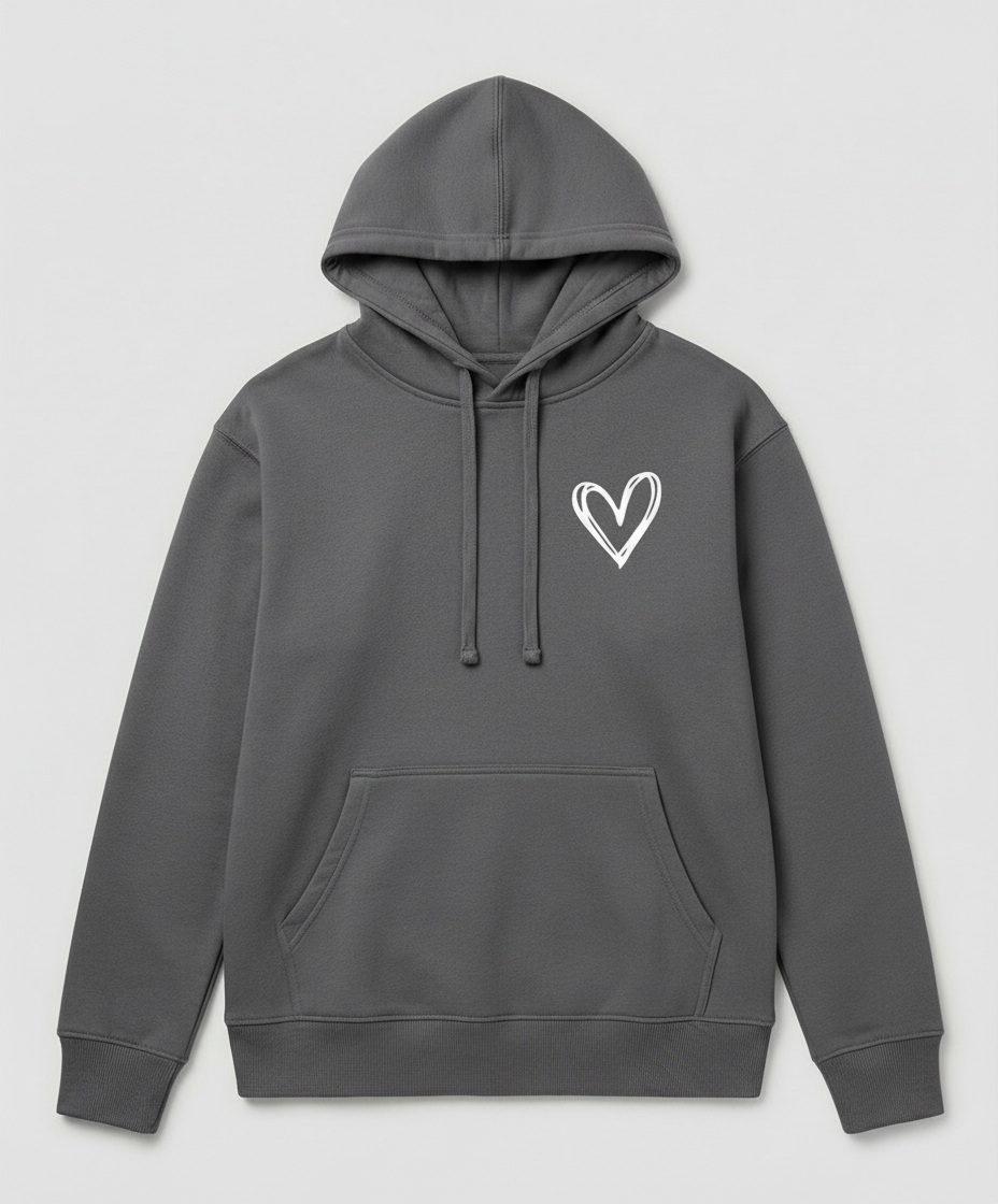 Damen Kapuzenpullover Herzdruck