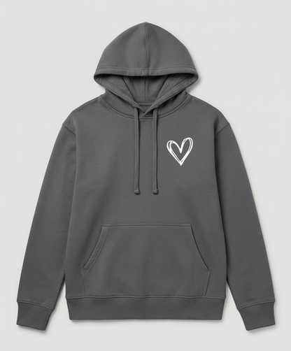 Damen Kapuzenpullover Herzdruck