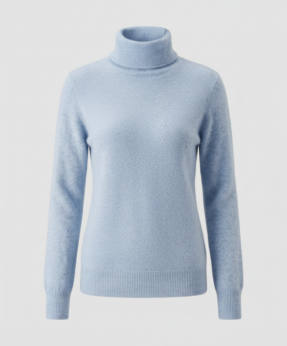 Weiche Damen-Cashmere-Pullover Rollkragen Beige