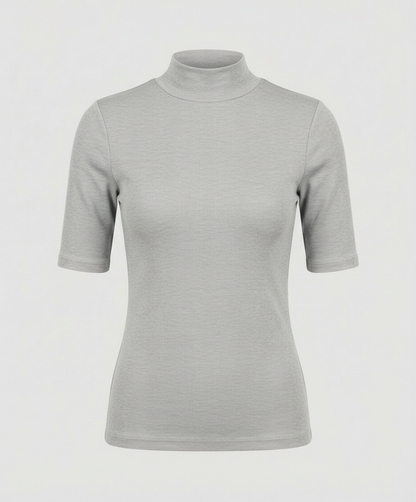 Damen Rollkragenpullover Feinstrick Nahtlos Beige