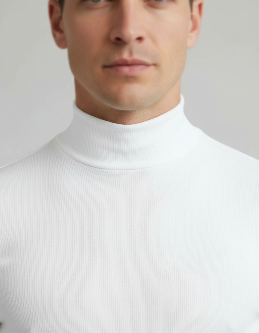 Herren Slim Fit Rollkragen Hemd