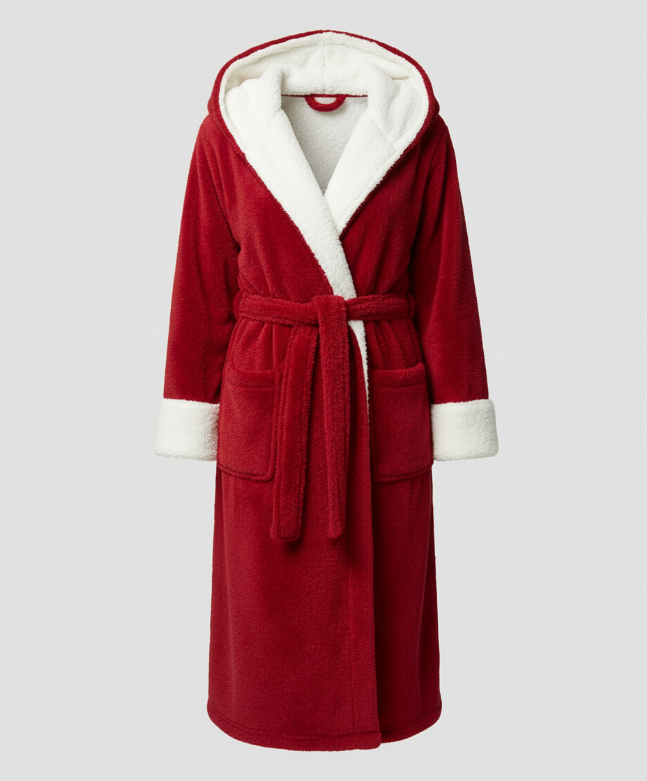 Damen Fleece Morgenmantel Weich Kuschelig Grau