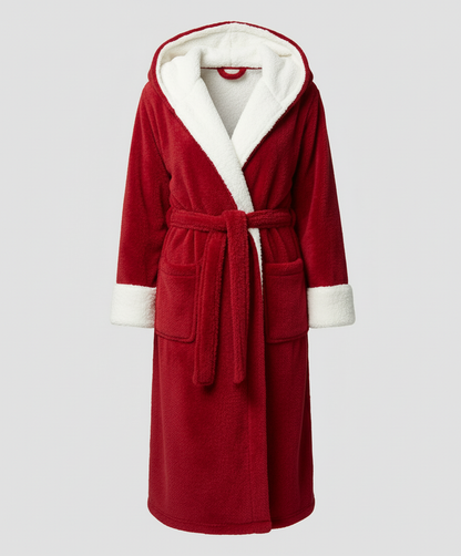 Damen Fleece Morgenmantel Weich Kuschelig Grau