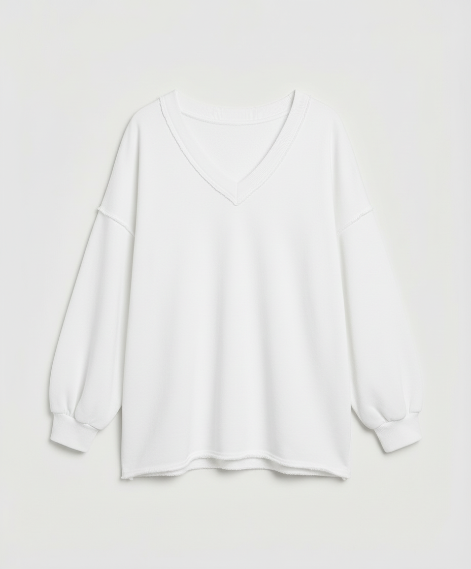 Damen Oversized Sweatshirt V-Ausschnitt