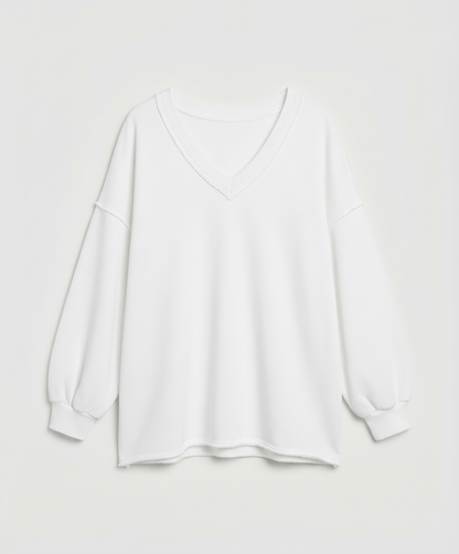 Damen Oversized Sweatshirt V-Ausschnitt