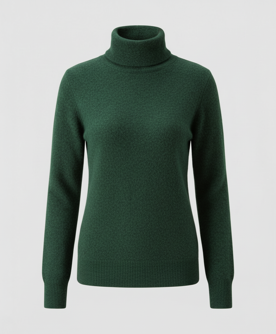 Weiche Damen-Cashmere-Pullover Rollkragen Beige
