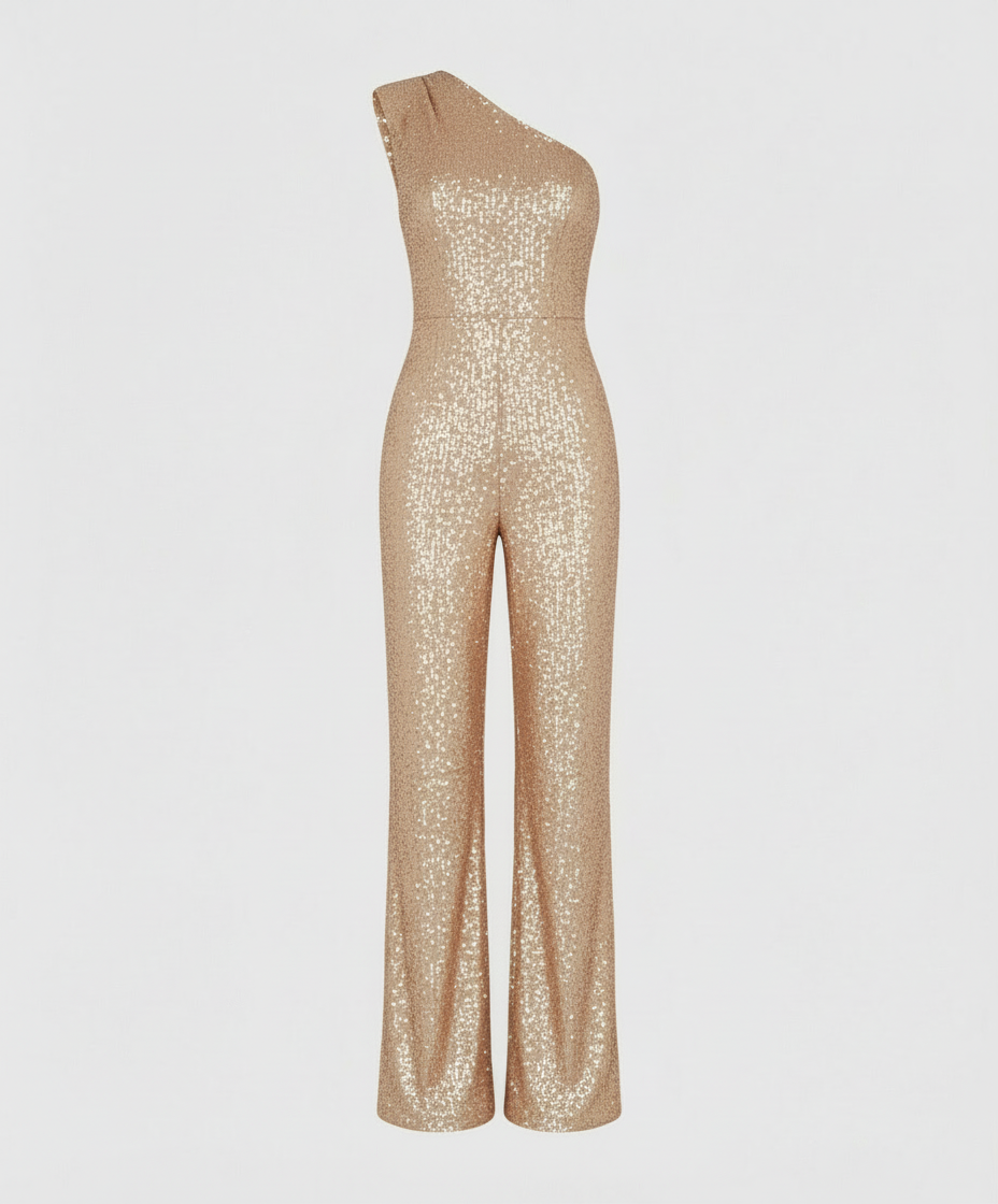 Damen Pailletten Jumpsuit Glitzer Effekt