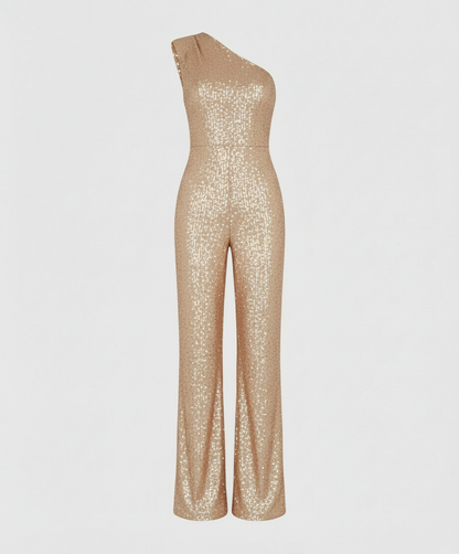 Damen Pailletten Jumpsuit Glitzer Effekt