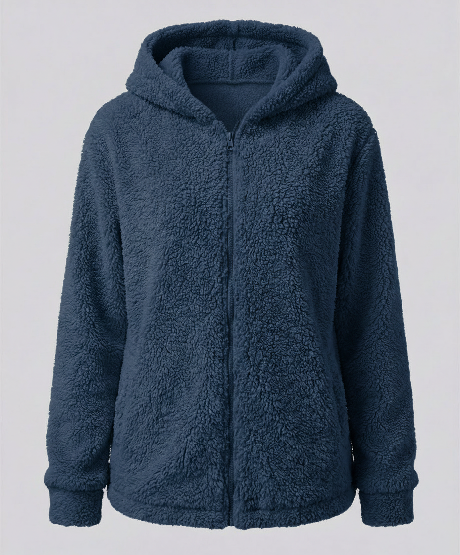 Damen Fleecejacke Teddyoptik