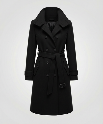 Damen Trenchcoat Elegant Wollstoff Beige