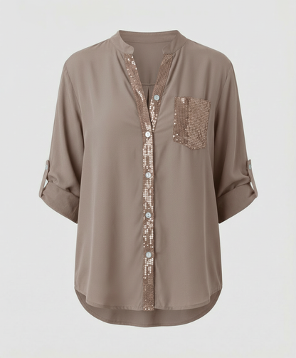 Damen Glitzerbluse Pailletten Norvielle